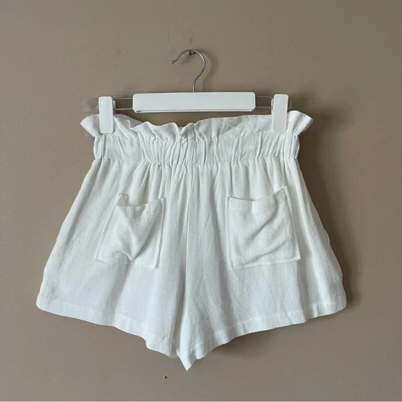 LE LIS | White Paper Bag Drawstring Shorts Sz M - Picture 4 of 8